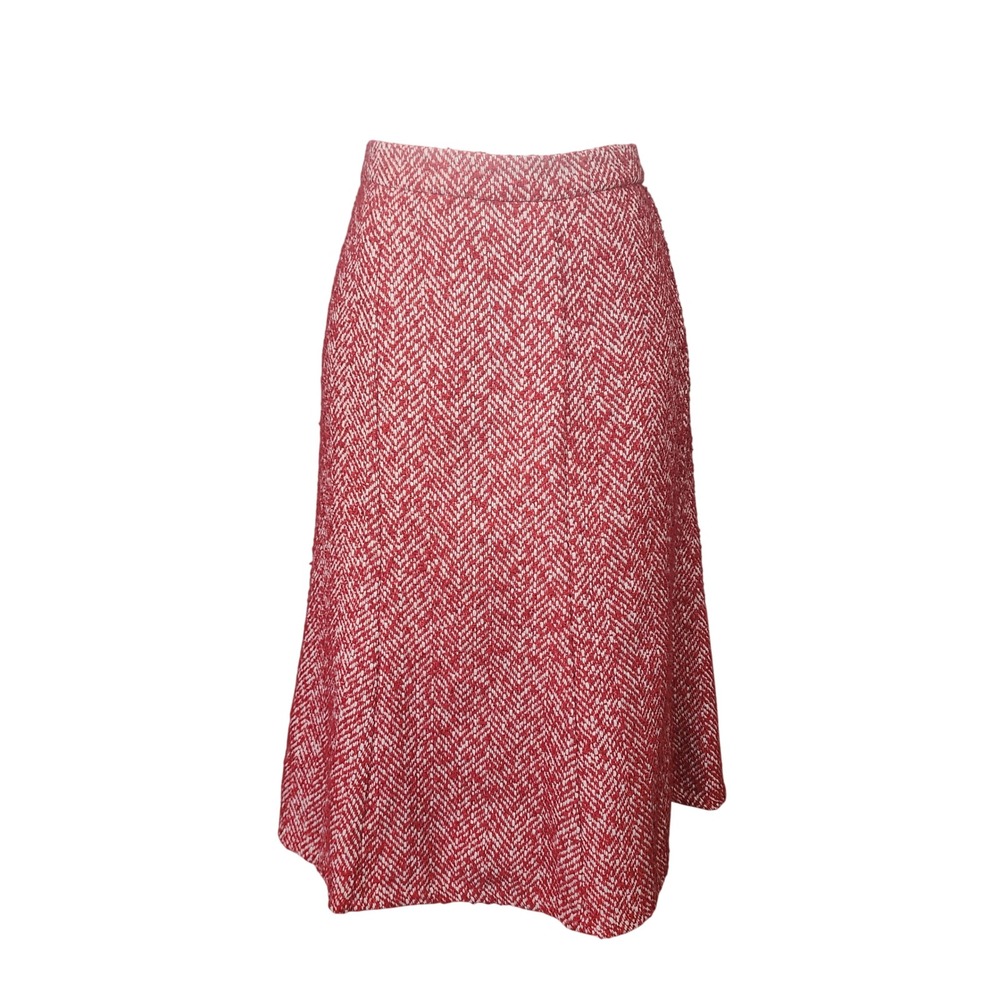 Linea Louis Dell'Olio Red Herringbone Tweed A-Line Skirt Womens 1X Office Work
